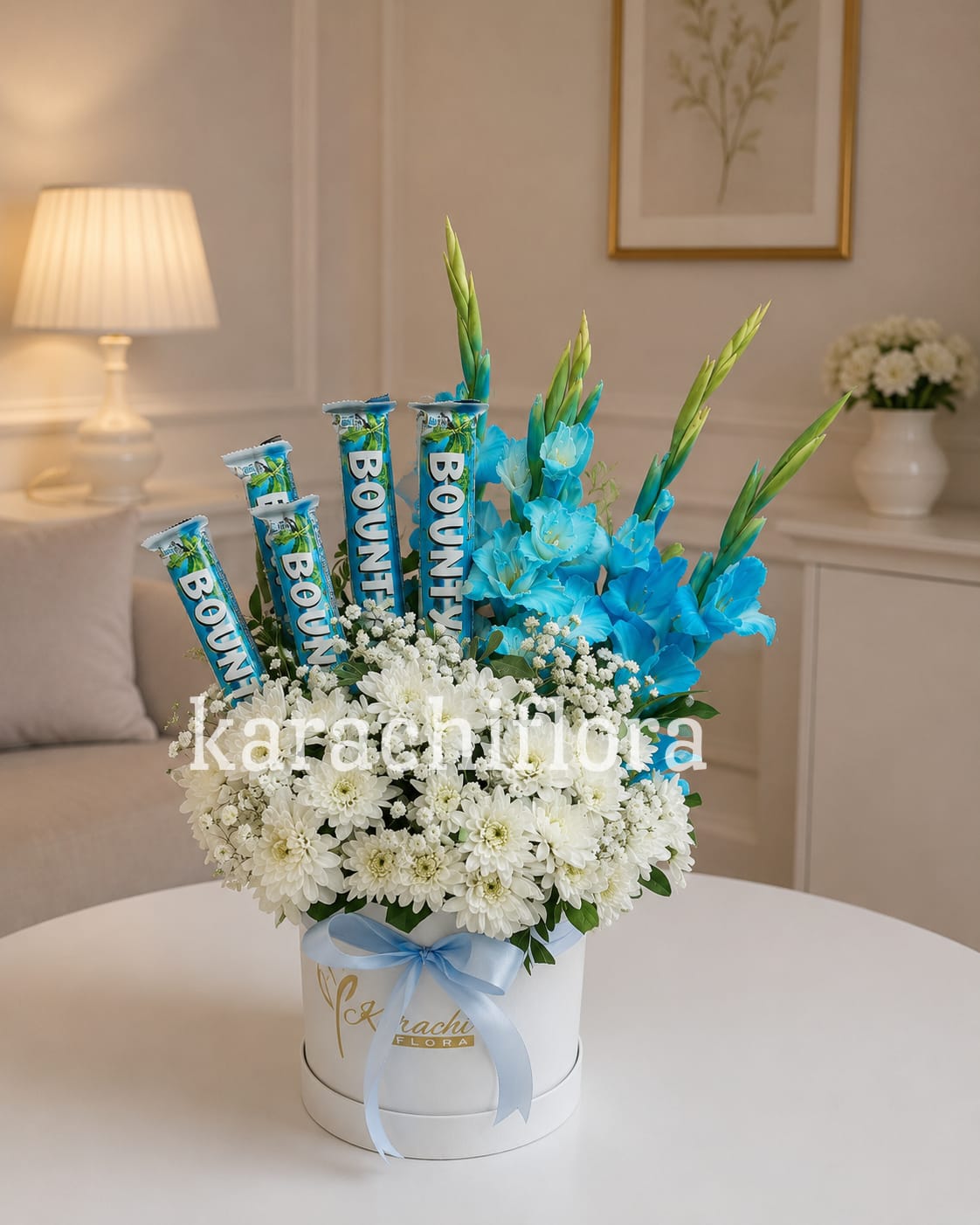 Blue and White Delight Gift Box with Chocolates KF015